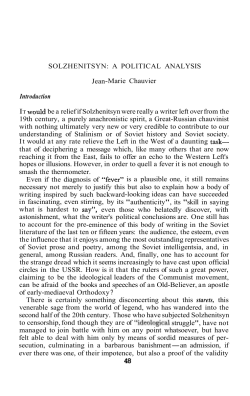 SOLZHENITSYN: A POLITICAL ANALYSIS Jean