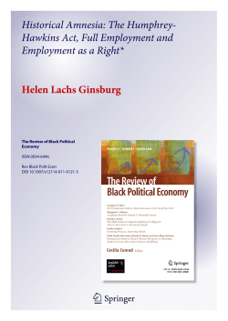 The Humphrey- Hawkins Act, Full Employment and Employment as