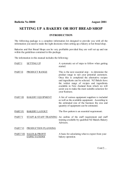 setting up a bakery or hot bread shop