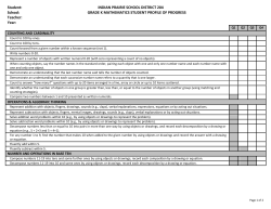 GRADE K MATHEMATICS STUDENT PROFILE OF PROGRESS