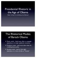 Presidential Rhetoric in the Age of Obama The Rhetorical Modes of