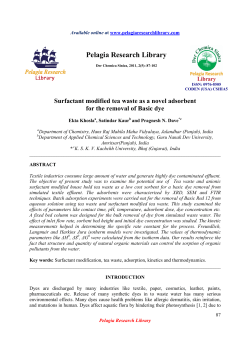 Surfactant modified tea waste as a novel adsorbent for the removal