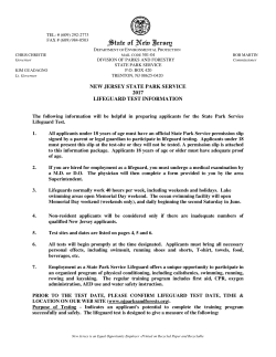new jersey state park service 2017 lifeguard test information