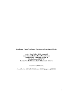 One Round Versus Two Round Elections : An