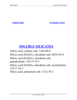 OECD SIDS: Soluble Silicates