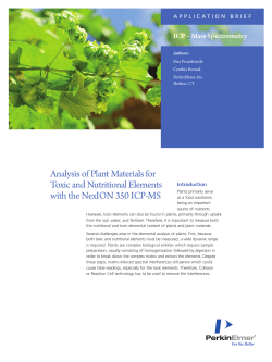 Analysis of Plant Materials for Toxic and Nutritional Elements with