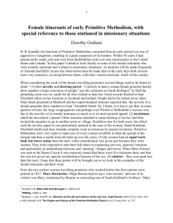 Female itinerants of early Primitive Methodism