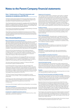 Notes to the Parent Company financial statements