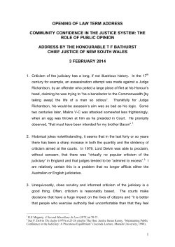 Opening of Law Term Dinner Address 2014