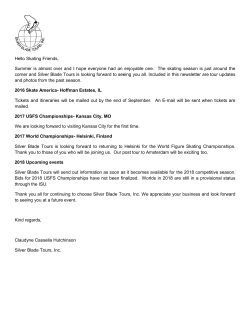 Hello Skating Friends, Summer is almost over and I hope everyone