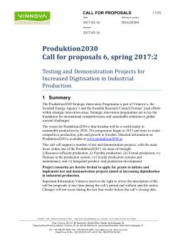 Produktion2030 Call for proposals 6, spring 2017:2