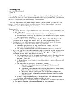 American Realism Literature Circle Project English 11 With a group