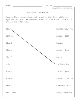 Synonyms (Worksheet 3)