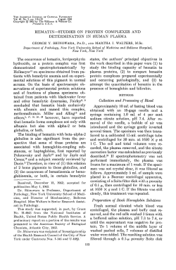 HEMATIN&mdash;STUDIES ON PROTEIN COMPLEXES AND