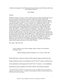 1 A Behavioral Approach to the Political and Economic Inquiry into