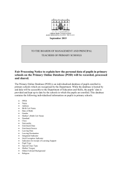 Fair Processing Notice to explain how the personal data of pupils in