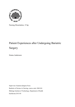 Patient Experiences after Undergoing Bariatric Surgery