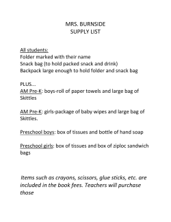 MRS. BURNSIDE SUPPLY LIST Items such as crayons, scissors
