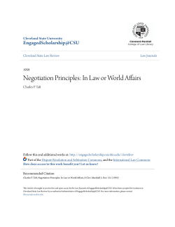 Negotiation Principles: In Law or World Affairs