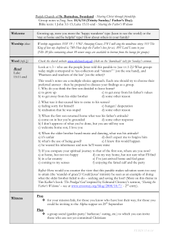 Sharing Christ through friendship. Group notes w/beg. Sun. 15/6/14