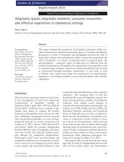 Hospitality spaces, hospitable moments: consumer encounters and