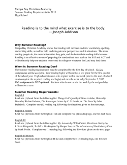 TBCA High School Summer Reading (2013-2014)
