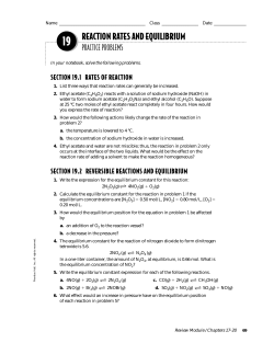 19 Reaction Rates and Equilibrium Practice Problems