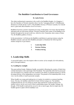The Buddhist Contribution to Good Governance
