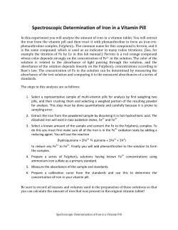 Spectroscopic Determination of Iron in a Vitamin Pill
