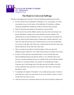 The Road to Universal Suffrage - League of Women Voters of Oregon