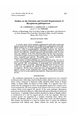 Studies on the Nutrition and Growth Requirements of