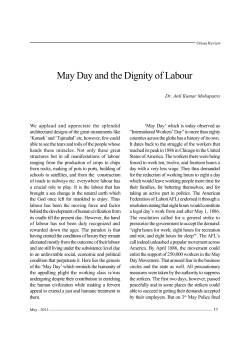 May Day and the Dignity of Labour
