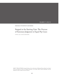 the Overuse of Summary Judgment in Equal Pay Cases