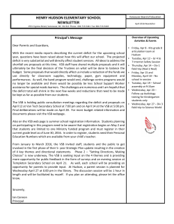 HENRY HUDSON ELEMENTARY SCHOOL NEWSLETTER