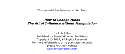 How to Change Minds The Art of Influence without - Berrett
