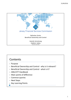 Beneficial Ownership and Control - the Jersey Financial Services