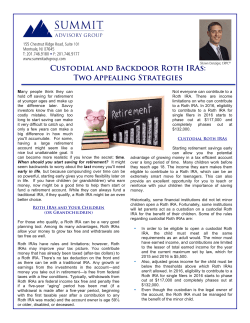 Custodial and Backdoor Roth IRAs - Montvale New Jersey Financial