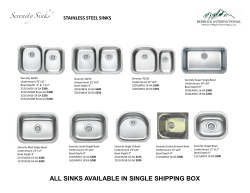 ALL SINKS AVAILABLE IN SINGLE SHIPPING BOX