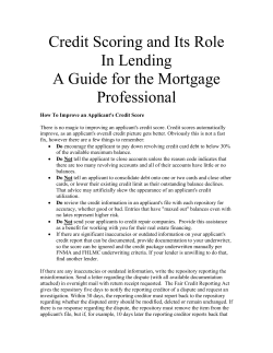 Credit Scoring and Its Role In Lending