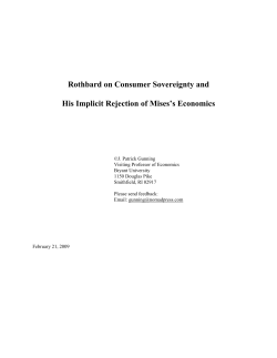 Rothbard on Mises`s Consumer Sovereignty