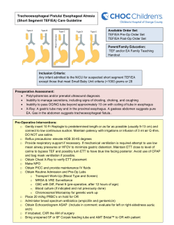 Tracheoesophageal Fistula Care Guideline