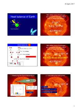Heat balance of Earth E=mc2 3.8 x 1026 W 63 MW/m2 E=mc2 3.8 x