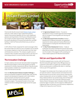 McCain Foods - Opportunities NB