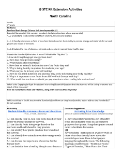 Food and Body Energy 4.L.2 Extension Activities