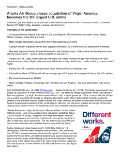 Alaska Air Group closes acquisition of Virgin America