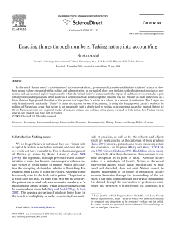 Enacting things through numbers: Taking nature into account/ing