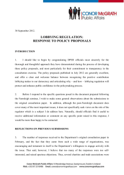 LOBBYING REGULATION: RESPONSE TO POLICY PROPOSALS