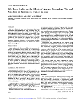 Life Term Studies on the Effects of Arsenic