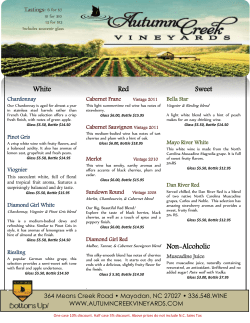 Autumn Creek Vineyards Price List