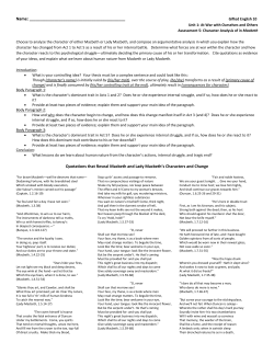 Quotations that Reveal Macbeth and Lady Macbeth`s Characters